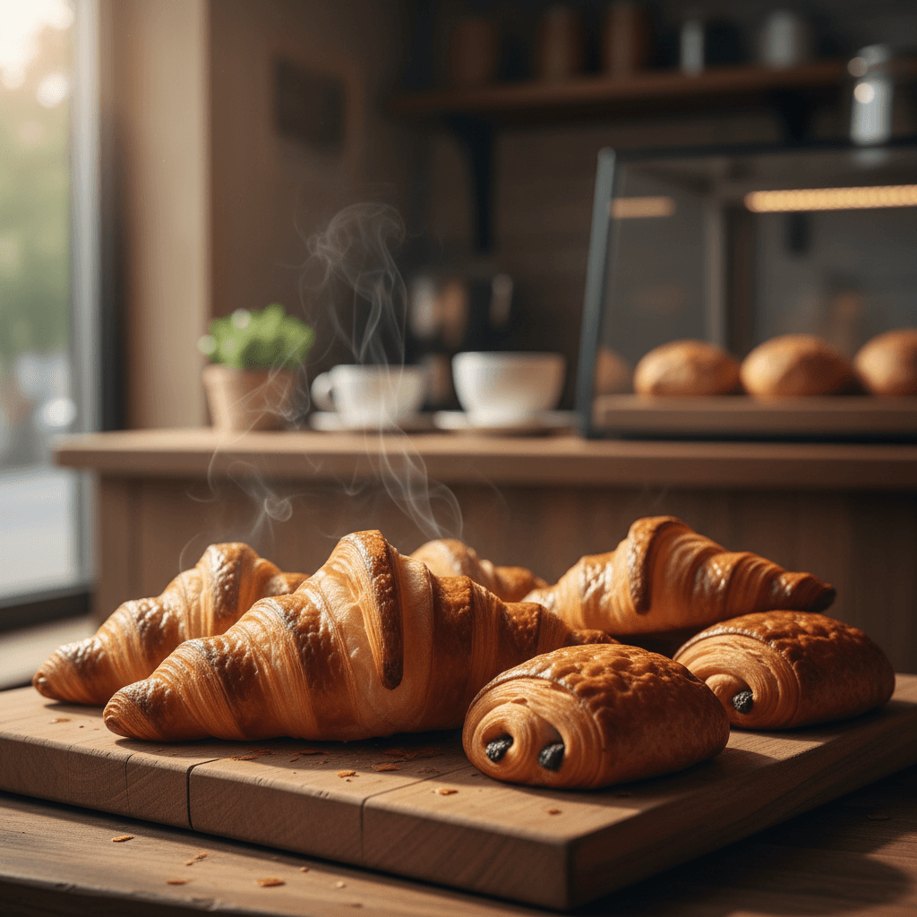Office breakfast spread with pastries and fresh fruit