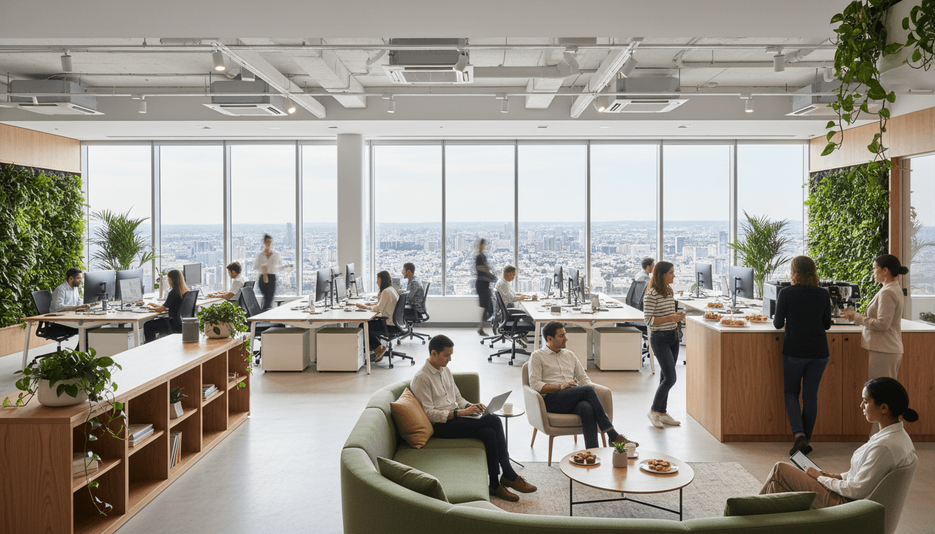 Diverse team enjoying catered food and drinks at a professional event in Lisbon