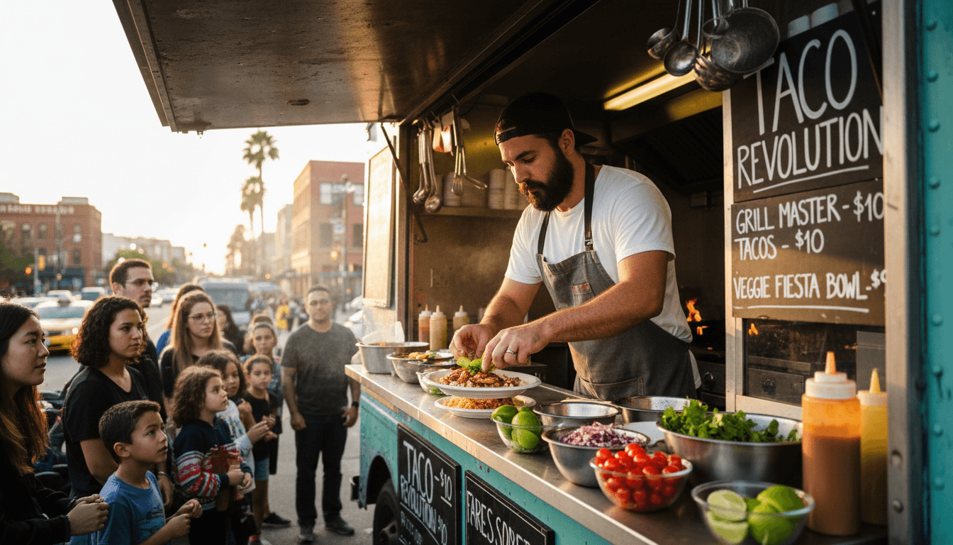 Food truck serving guests at a corporate event