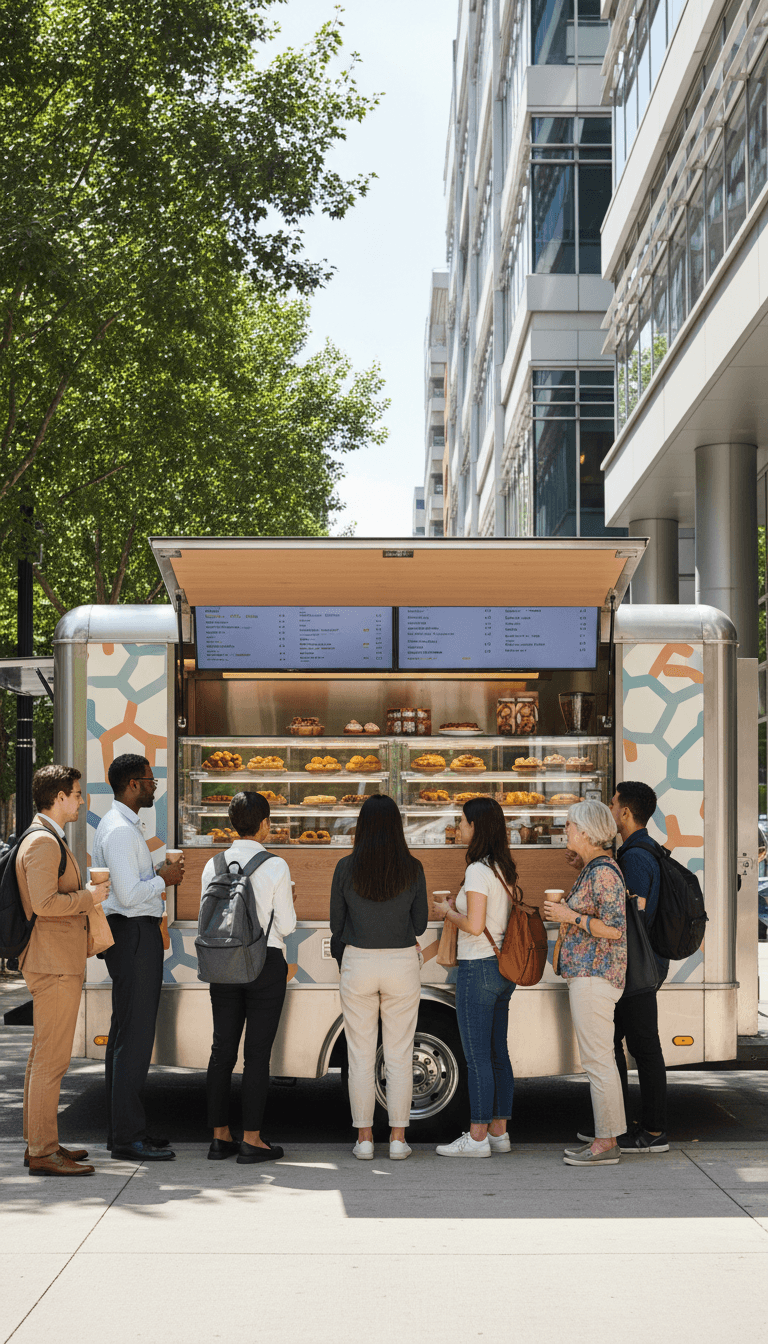 Food truck serving a corporate team event